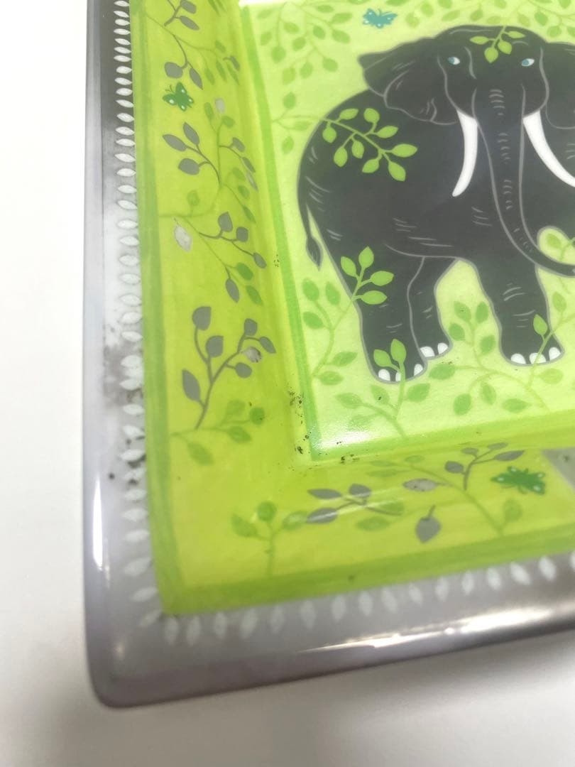 エルメス 灰皿 象 グリーン レア ビンテージ 柄 20×16cm Hermes