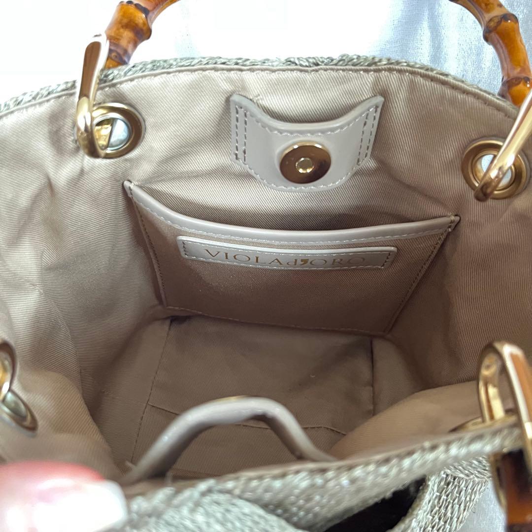 ヴィオラドーロ かごバッグ アバカメッシュ バンブーハンドル