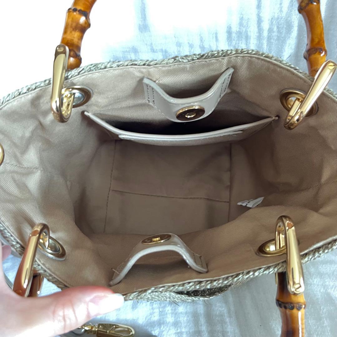 ヴィオラドーロ かごバッグ アバカメッシュ バンブーハンドル