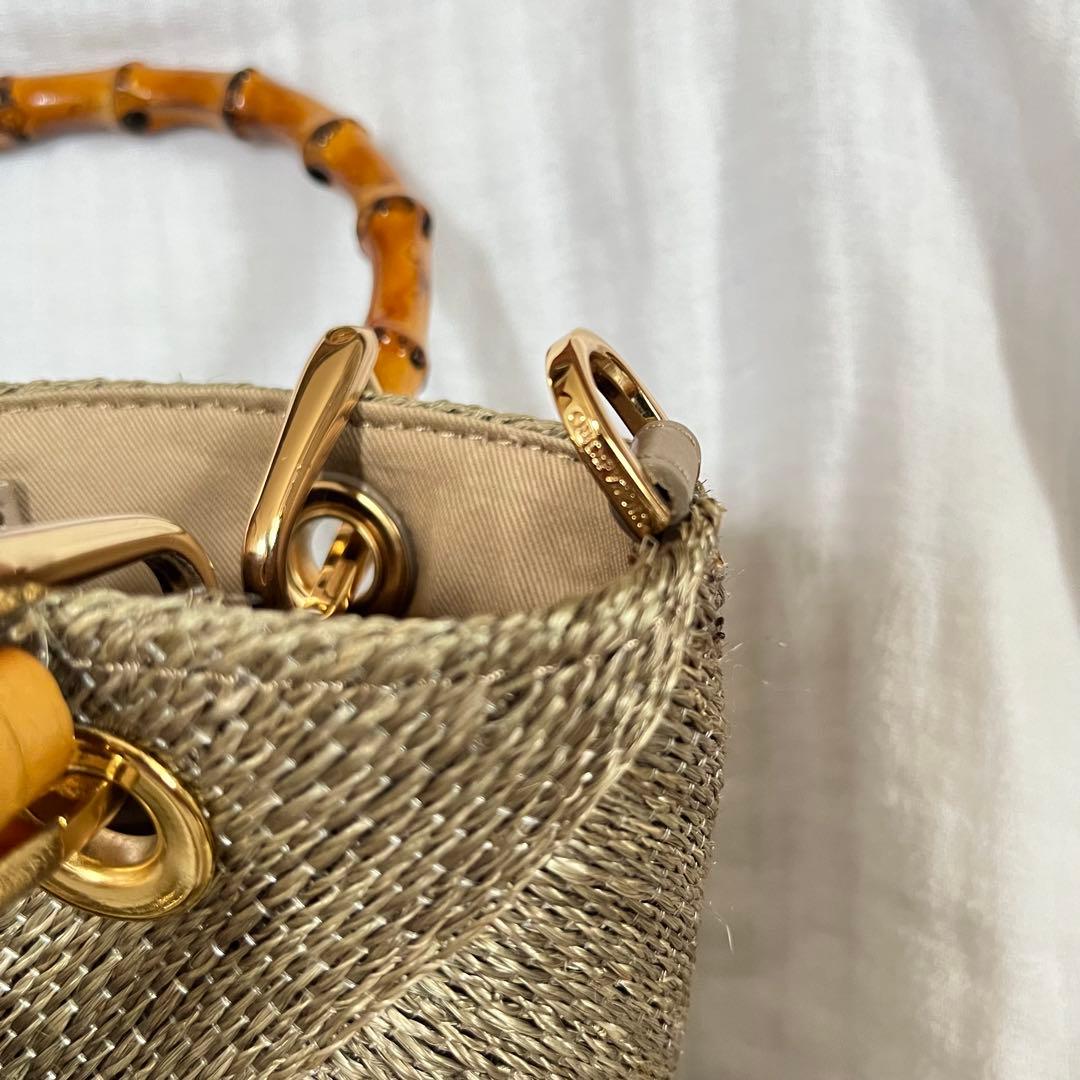 ヴィオラドーロ かごバッグ アバカメッシュ バンブーハンドル