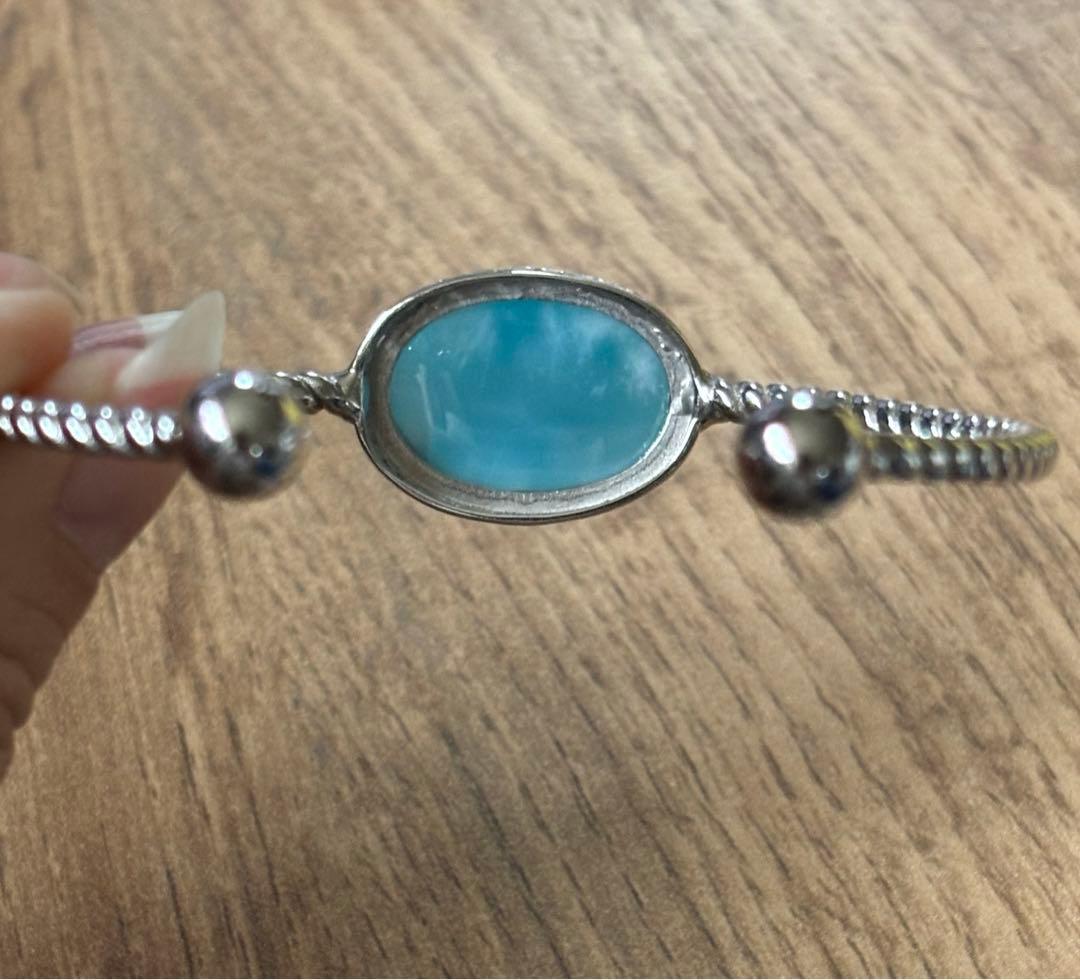 お買得 高品質　ラリマー　バングル　silver925 フリーサイズ