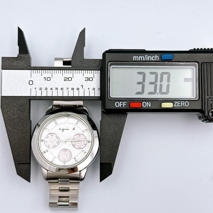 美品 アニエスベー レディース腕時計 クロノグラフ ホワイト ピンク