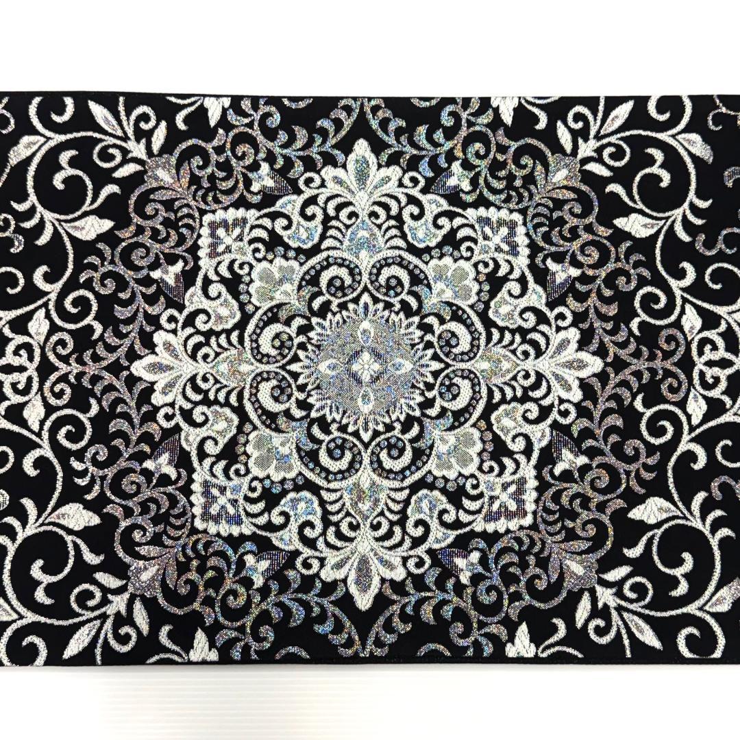 袋帯　西陣織　大華紋　黒　ホロ箔　お仕立て込み