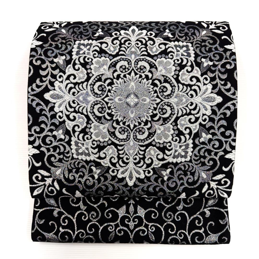 袋帯　西陣織　大華紋　黒　ホロ箔　お仕立て込み