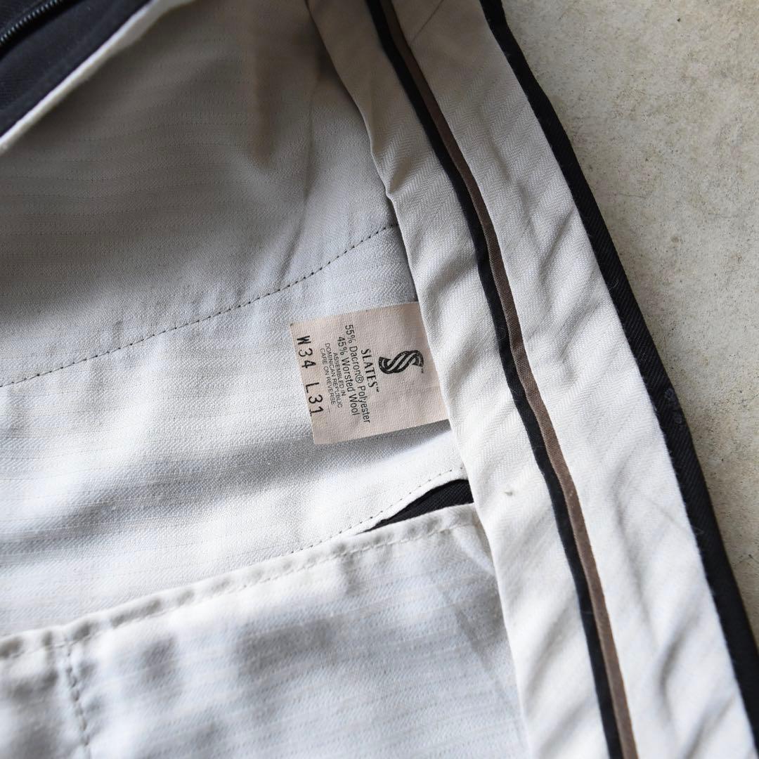 90s SLATES スレイツ ツータックスラックス黒 W34L30 ドッカーズ