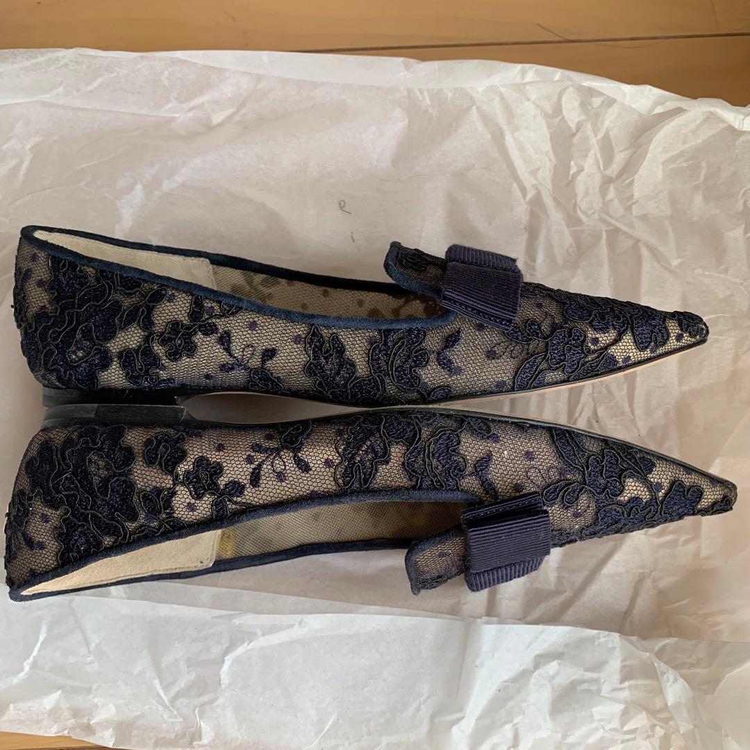 ジミーチュウ　レースフラットパンプス　35.5