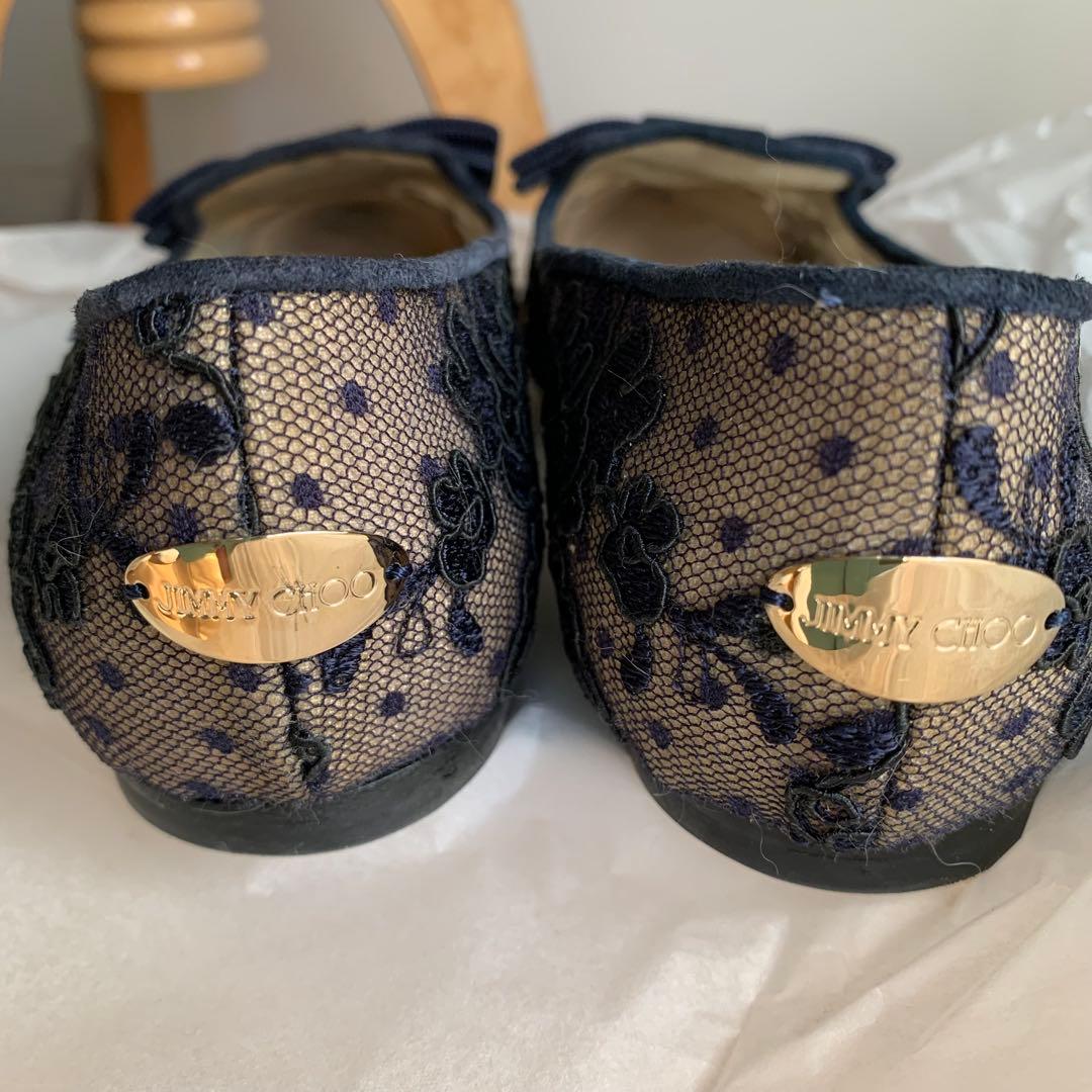 ジミーチュウ　レースフラットパンプス　35.5