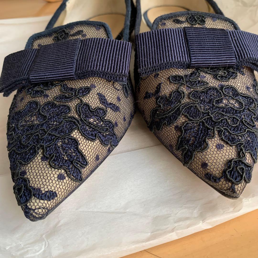 ジミーチュウ　レースフラットパンプス　35.5