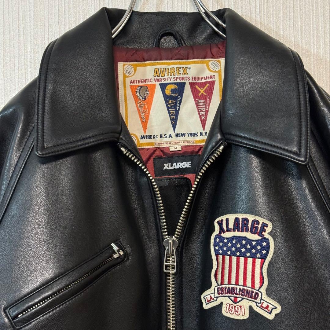 完売品 AVIREX XLARGE コラボ ブラック黒色 レザージャケット