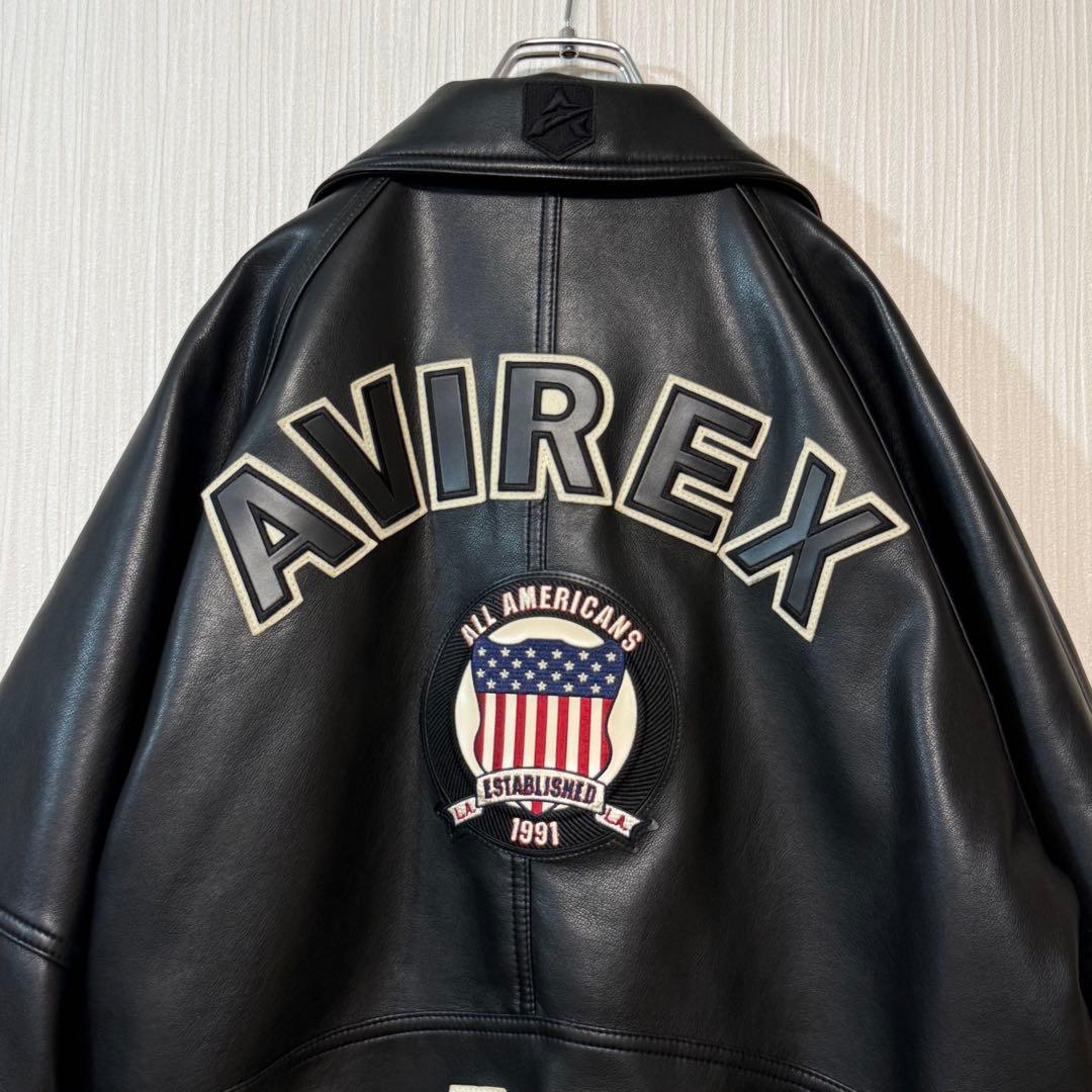 完売品 AVIREX XLARGE コラボ ブラック黒色 レザージャケット