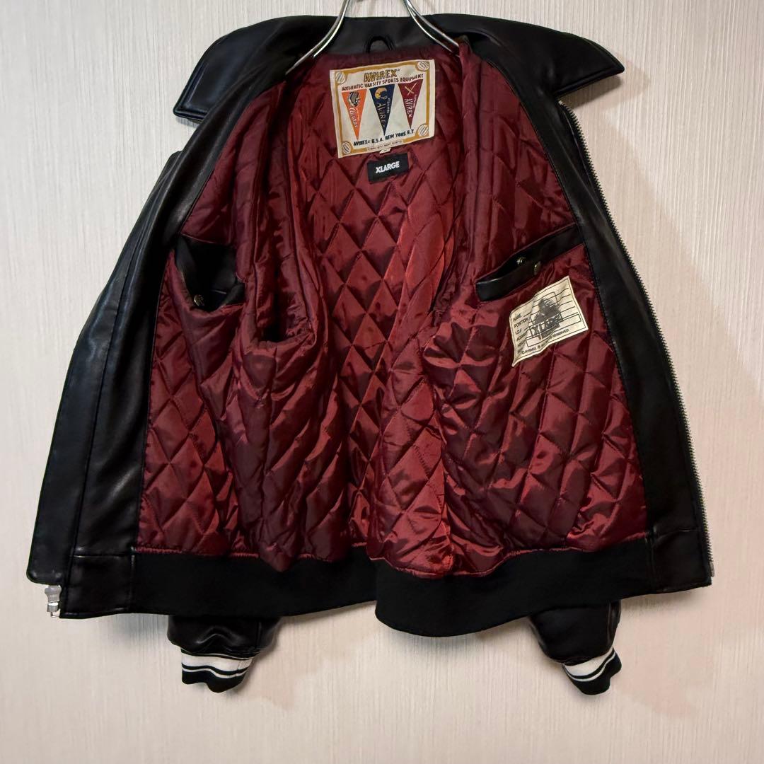 完売品 AVIREX XLARGE コラボ ブラック黒色 レザージャケット