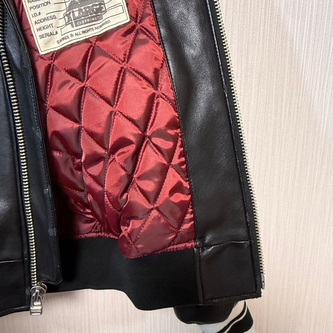 完売品 AVIREX XLARGE コラボ ブラック黒色 レザージャケット