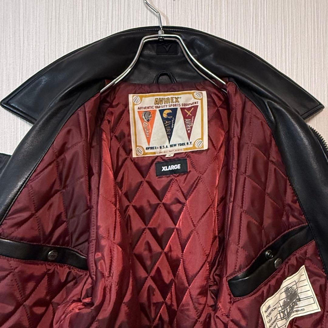 完売品 AVIREX XLARGE コラボ ブラック黒色 レザージャケット