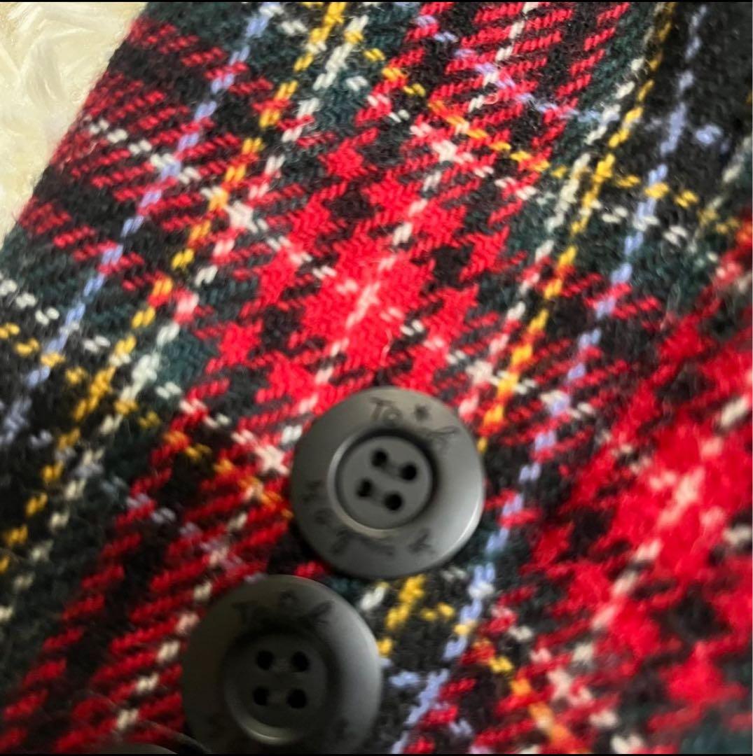 アニエスベー★タータンチェック チェスターコート　ウール　レディースコート　S