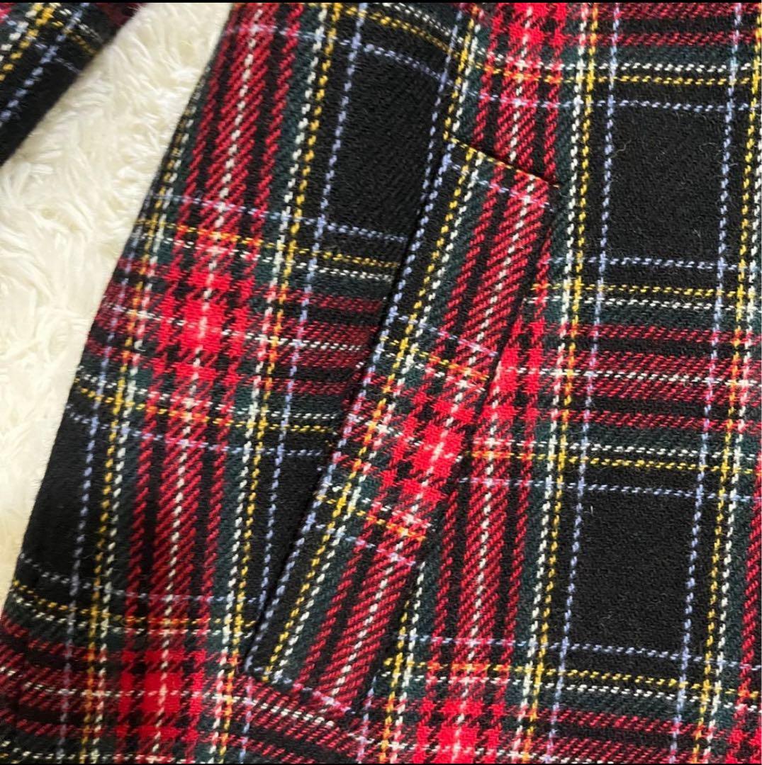 アニエスベー★タータンチェック チェスターコート　ウール　レディースコート　S