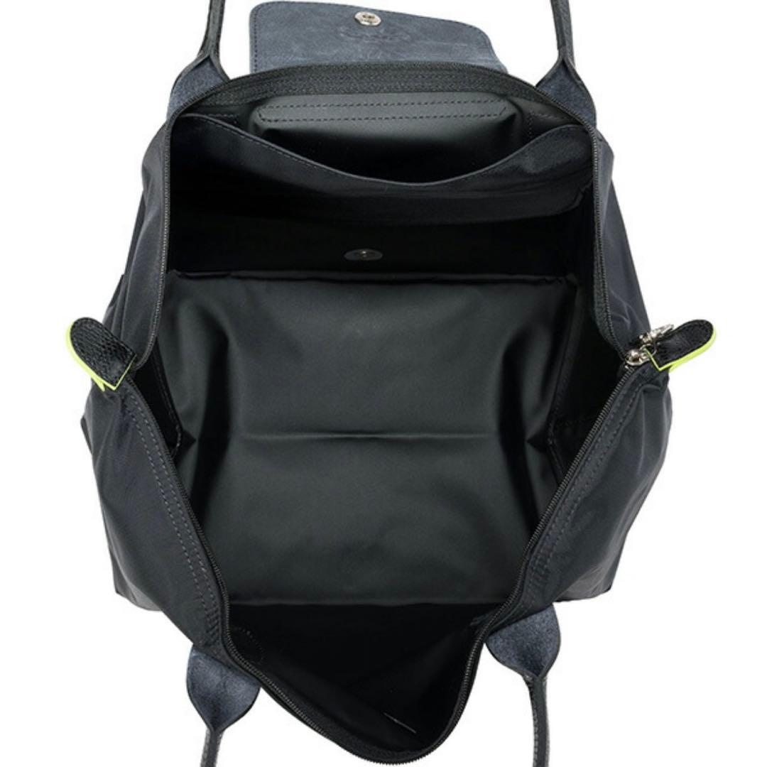 ロンシャン ルプリアージュ ブラック グリーン トップハンドル M 1623