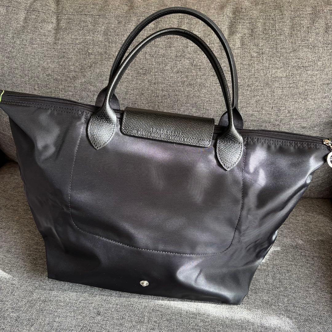 ロンシャン ルプリアージュ ブラック グリーン トップハンドル M 1623