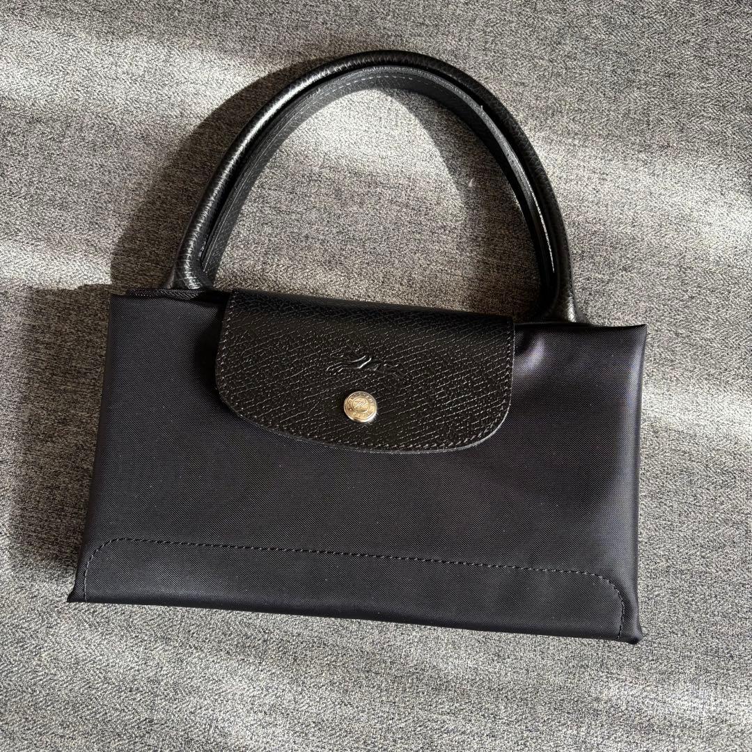 ロンシャン ルプリアージュ ブラック グリーン トップハンドル M 1623