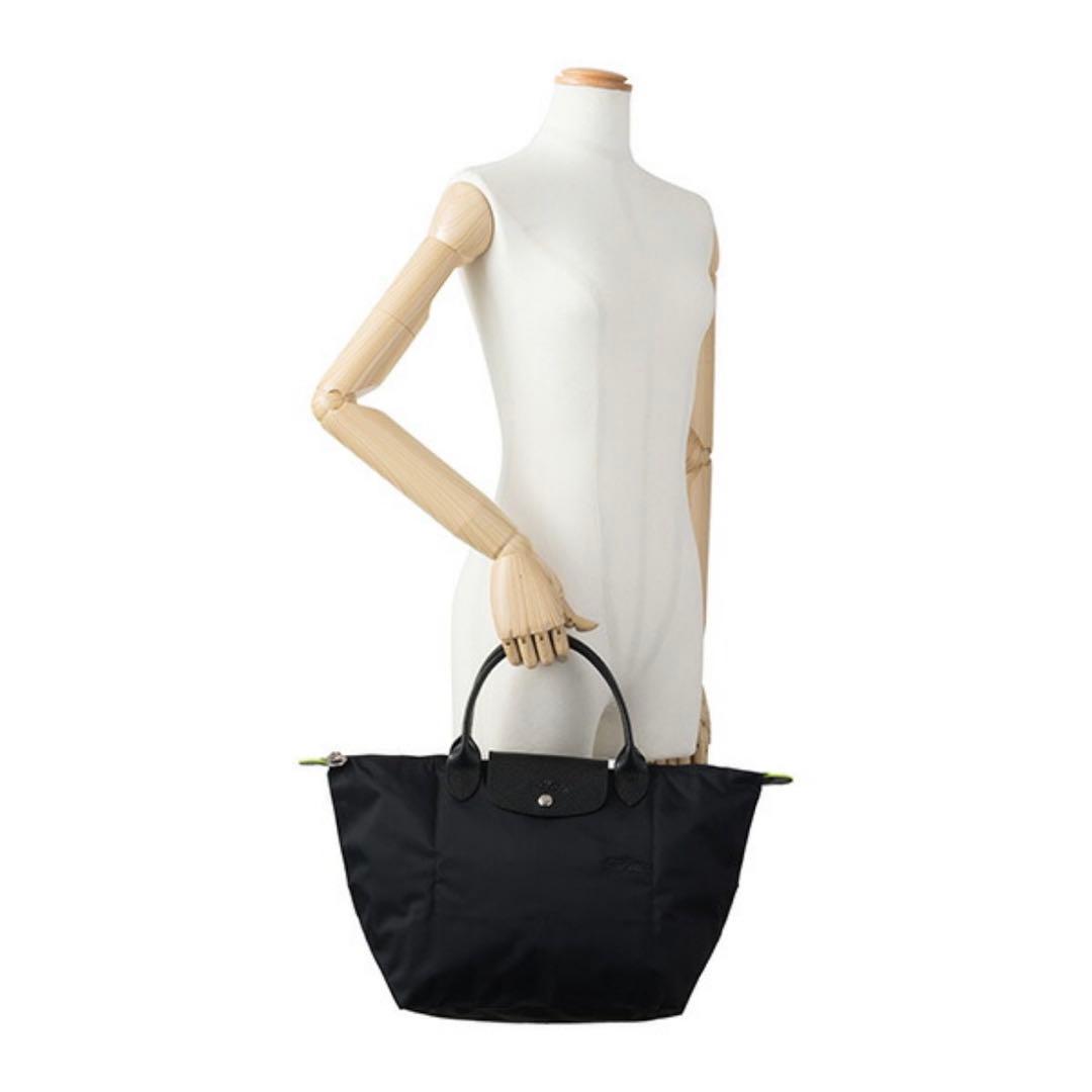 ロンシャン ルプリアージュ ブラック グリーン トップハンドル M 1623