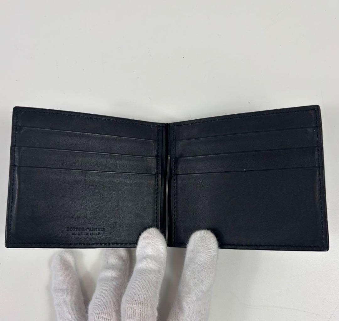 ボッテガヴェネタ イントレチャート 二つ折り財布 マネークリップ ブラック 黒