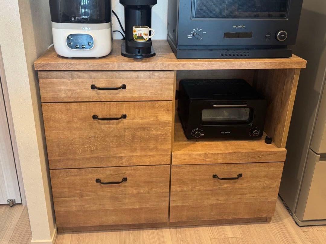 LOWYA【幅120】食器棚 キッチン収納 ロータイプ引出しスライド 日本製