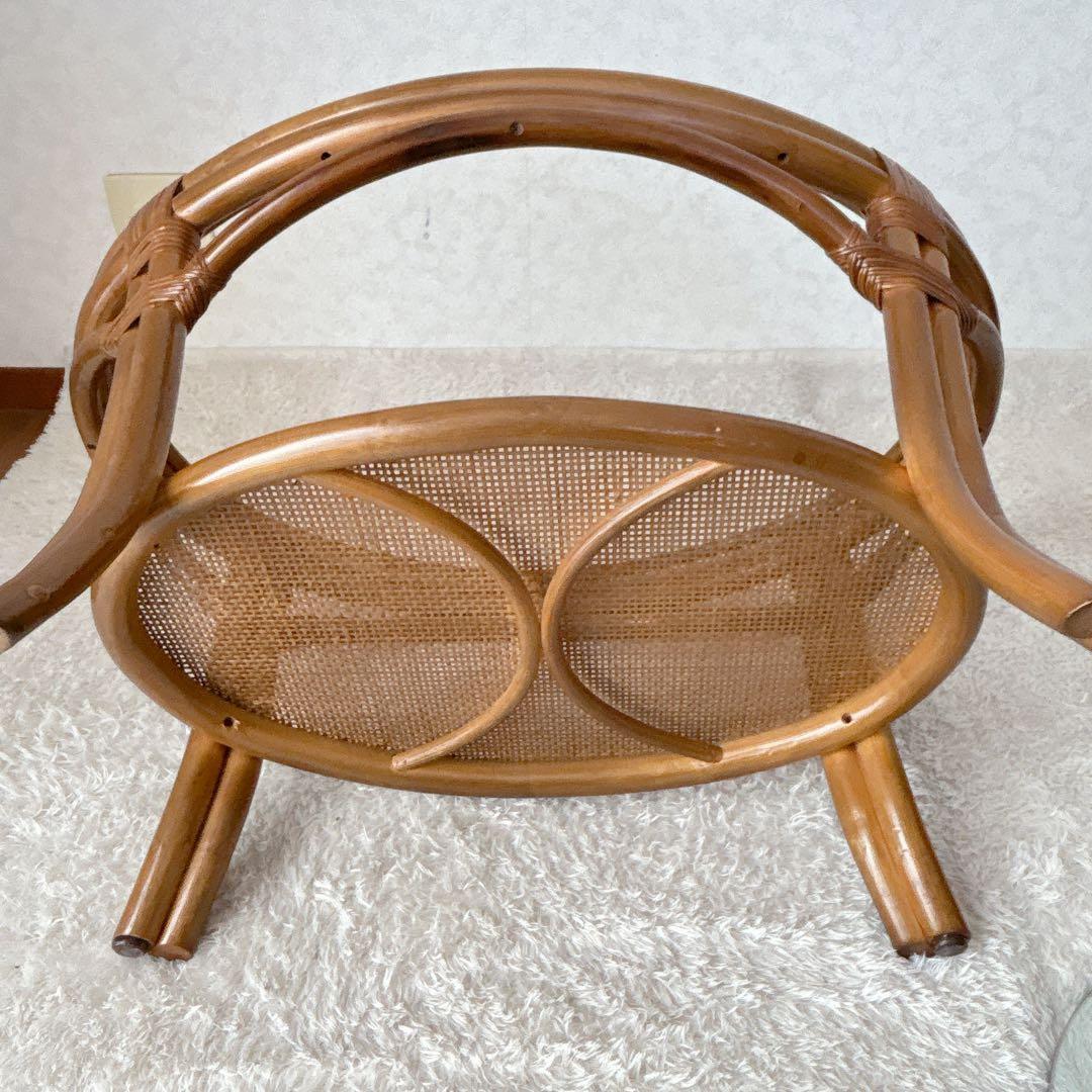 オールド 小泉】ガラストップ 籐 ラタンテーブル　　センターテーブル レトロ