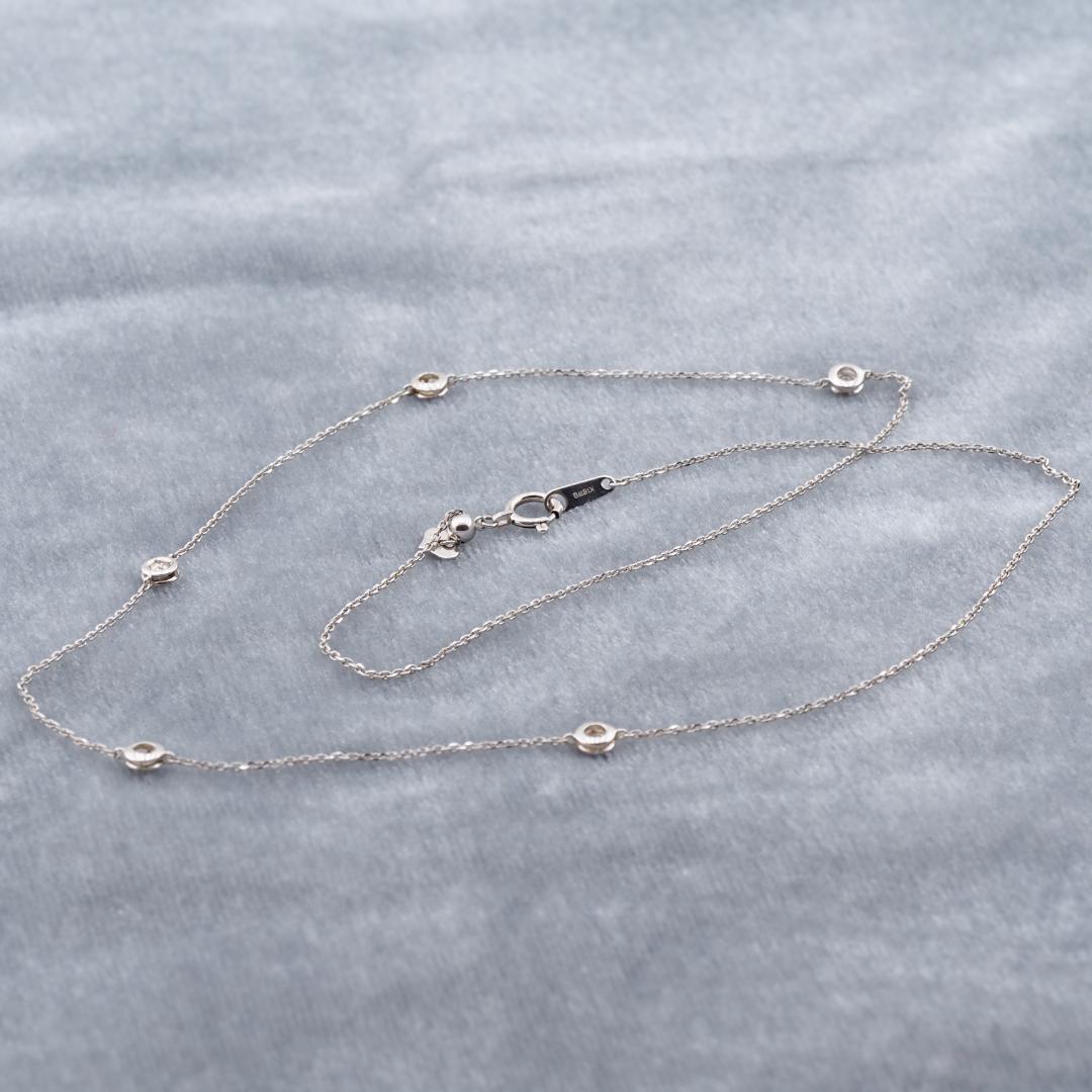 ダイヤ 0.16ct ステーション 5P ネックレス K18WG