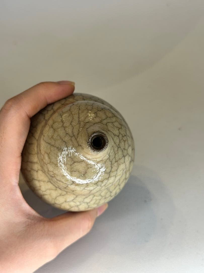 葫蘆形 香炉 陶器 開片釉 茶道具 香道具 置物 賞瓶 中国古陶 煎茶道具