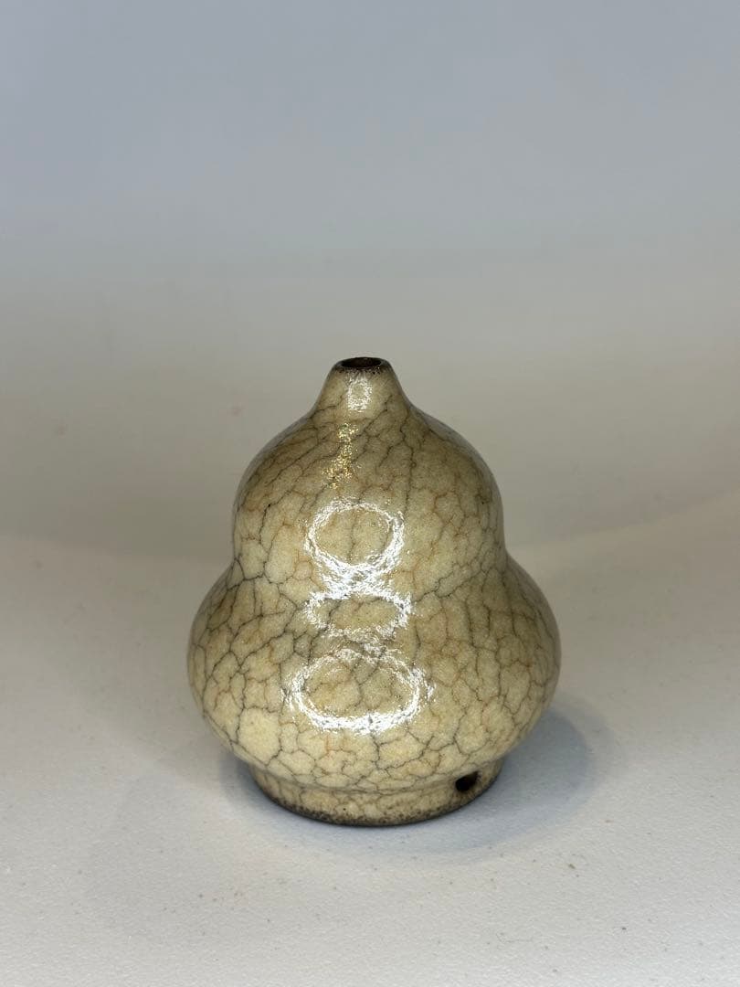 葫蘆形 香炉 陶器 開片釉 茶道具 香道具 置物 賞瓶 中国古陶 煎茶道具