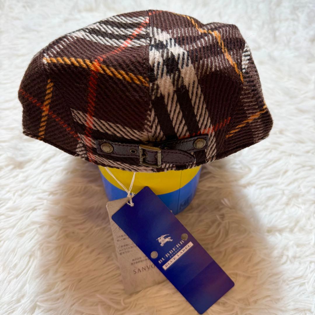 未使用タグ付き バーバリーブルーレーベル ノバチェック柄 ハンチング ベレー帽