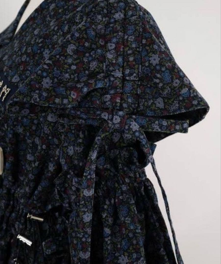 ワンピース drawstring flower printed mini dress