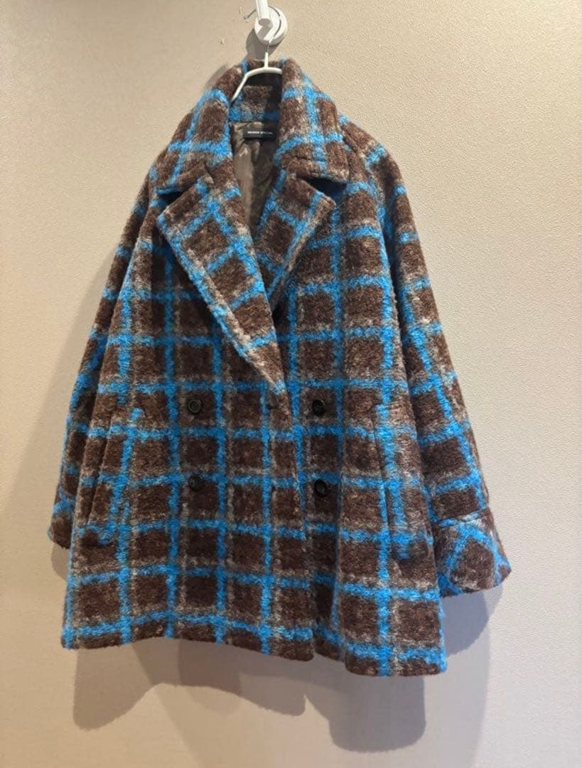 MAISON SPECIAL チェックオーバーミドルコート