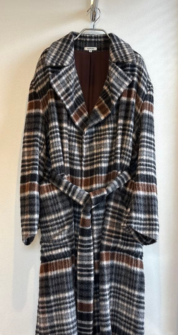 BLAMINK ブラミンクアルパカ混チェックコート 36