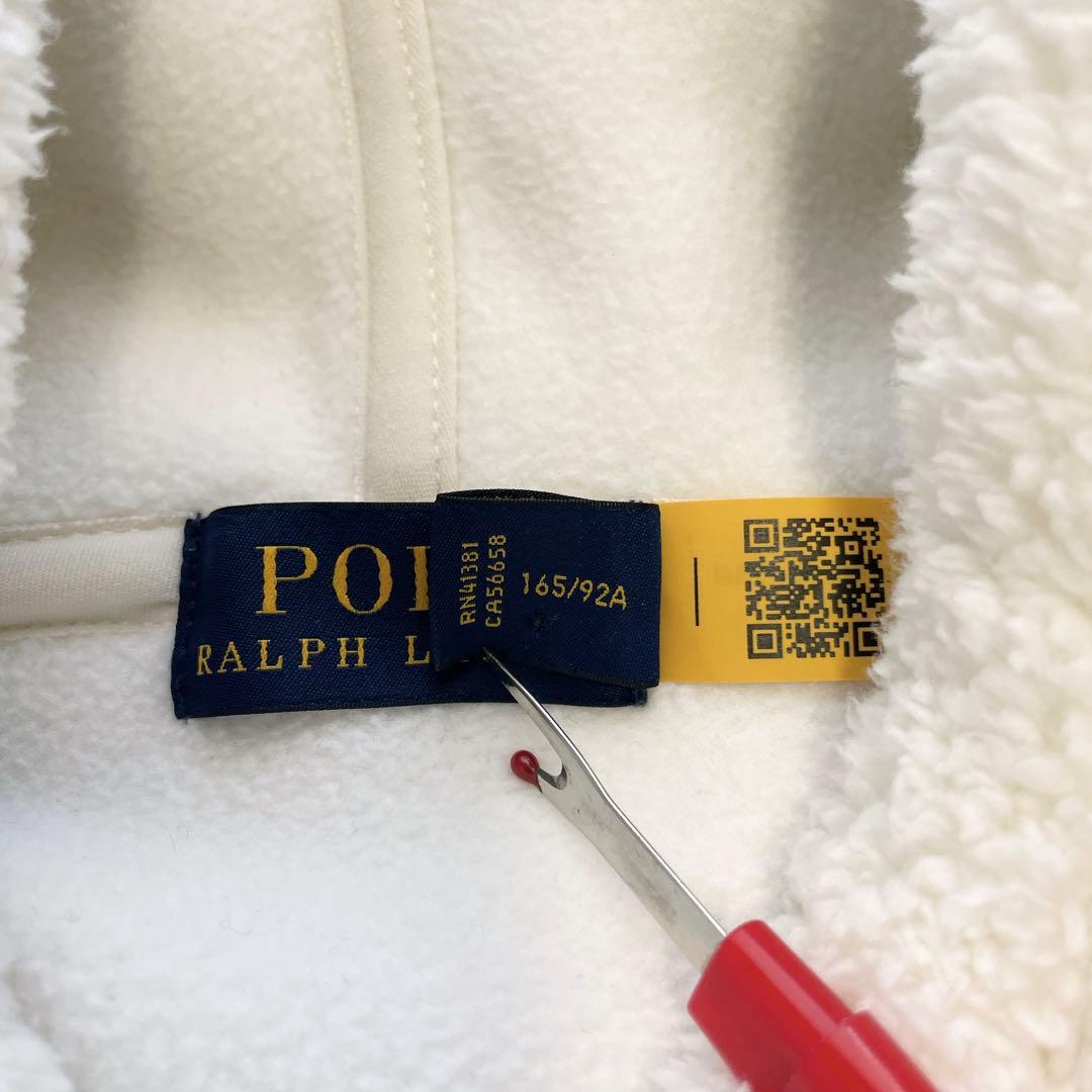 極美品✨ポロラルフローレン ボアパーカー フリース ビッグポニー 現行 白 M