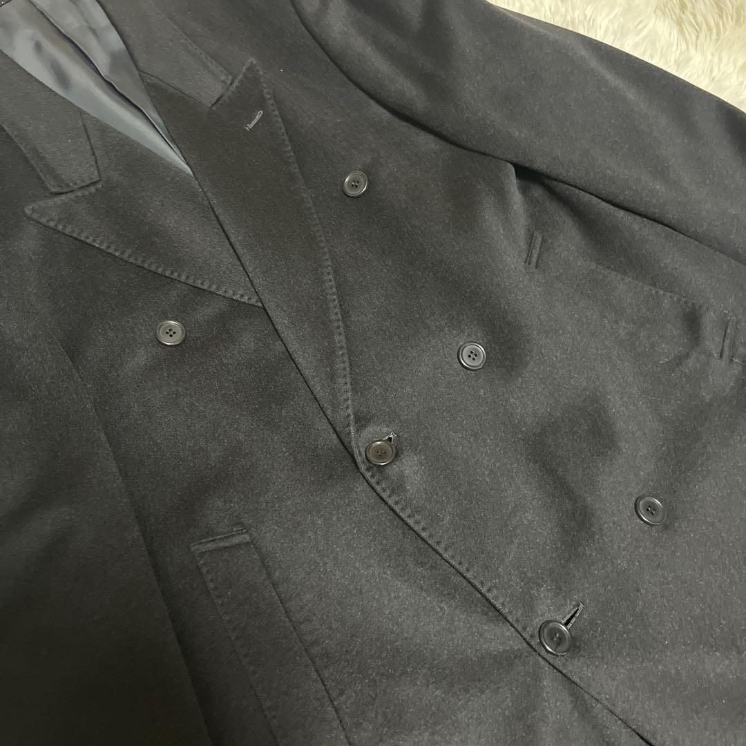 極上✨カシミヤ100% ダブルチェスターコート 黒 XL 115cm 超ロング丈