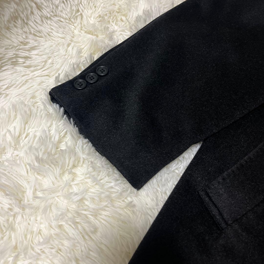 極上✨カシミヤ100% ダブルチェスターコート 黒 XL 115cm 超ロング丈