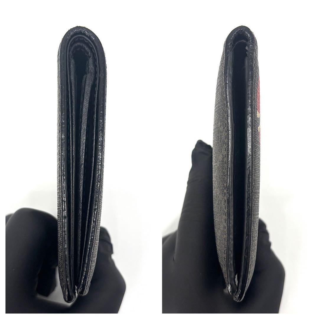 希少✨グッチ　二つ折り財布 キングスネーク　蛇　GGスプリーム　レザー　黒