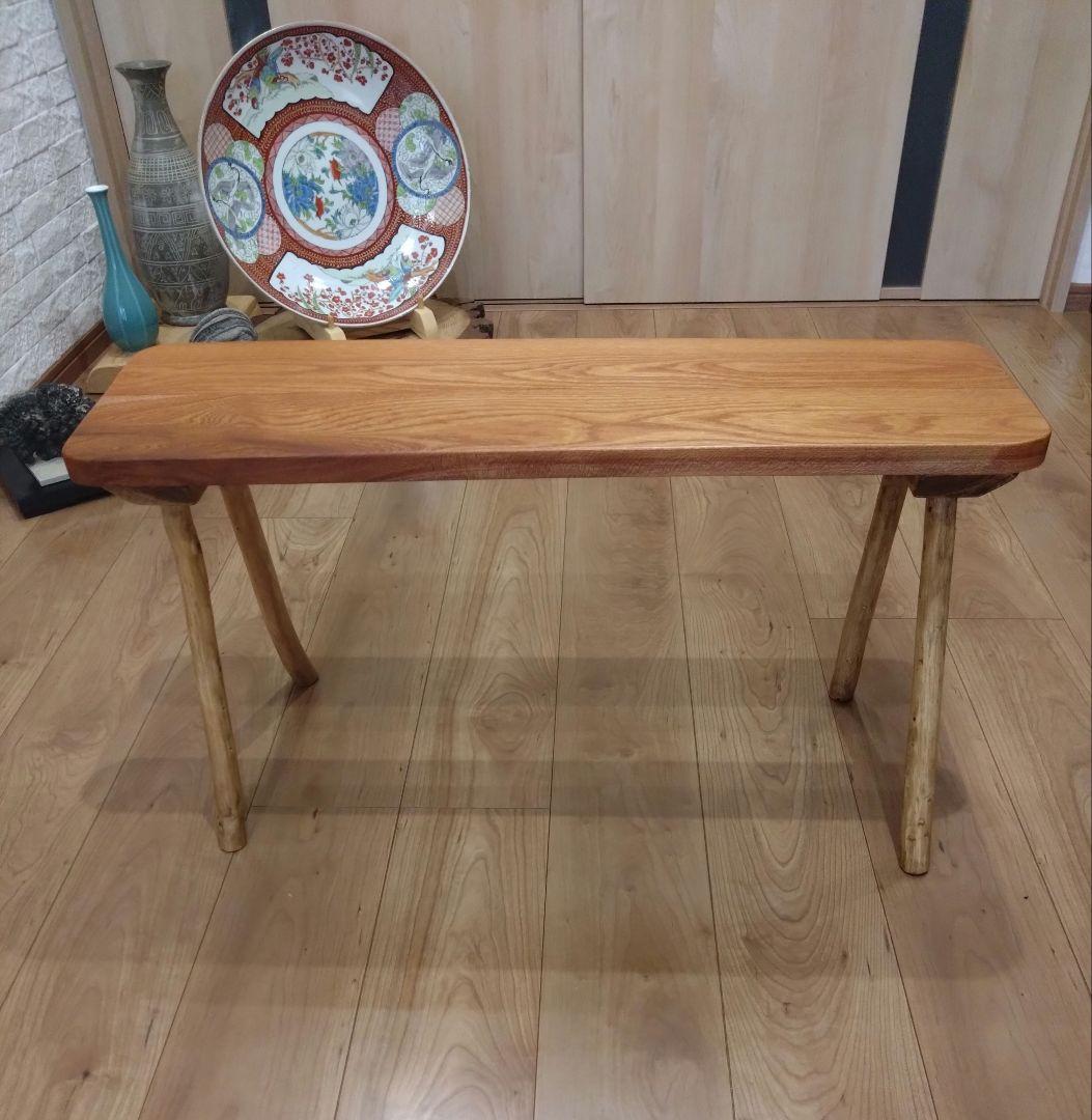 欅のベンチ79　値下げ❕テーブル　長寿のケヤキの杢目が綺麗ですよ❕脚は檜の硬い枝