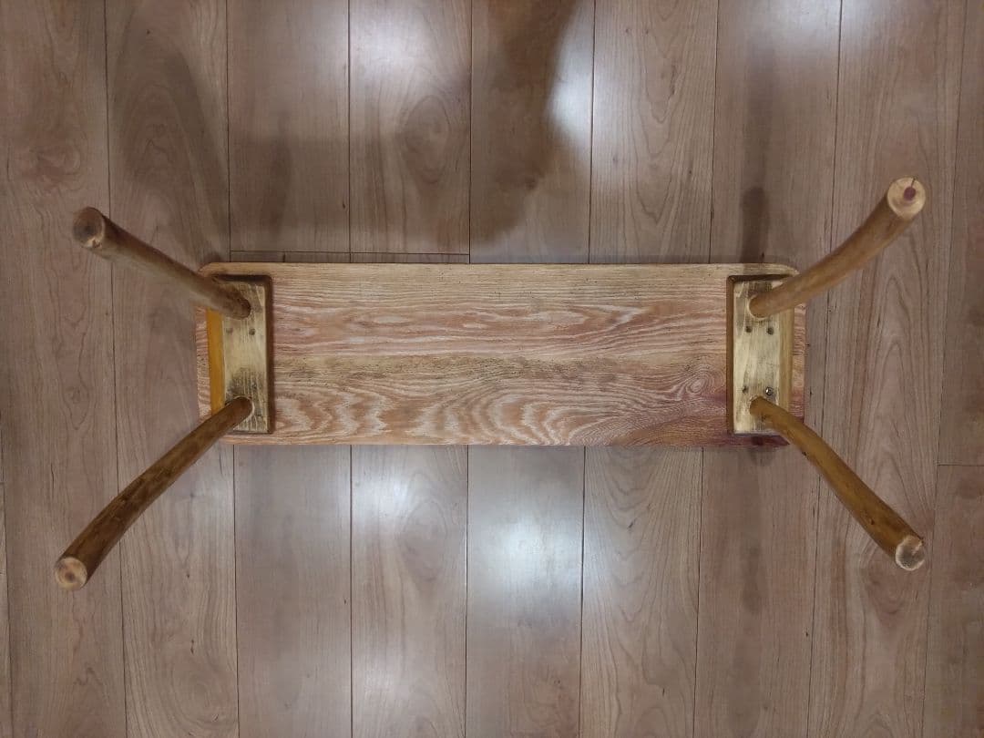 欅のベンチ79　値下げ❕テーブル　長寿のケヤキの杢目が綺麗ですよ❕脚は檜の硬い枝