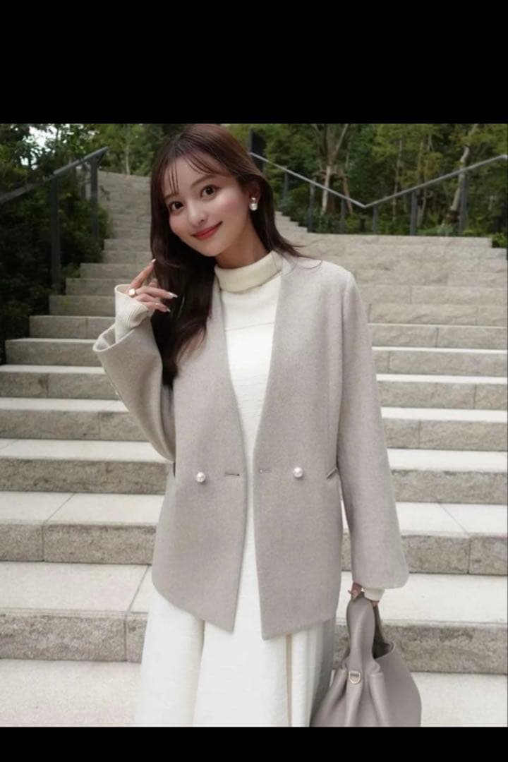 ORGUE オルグ　メルトンパールジャケットコート　ベージュ