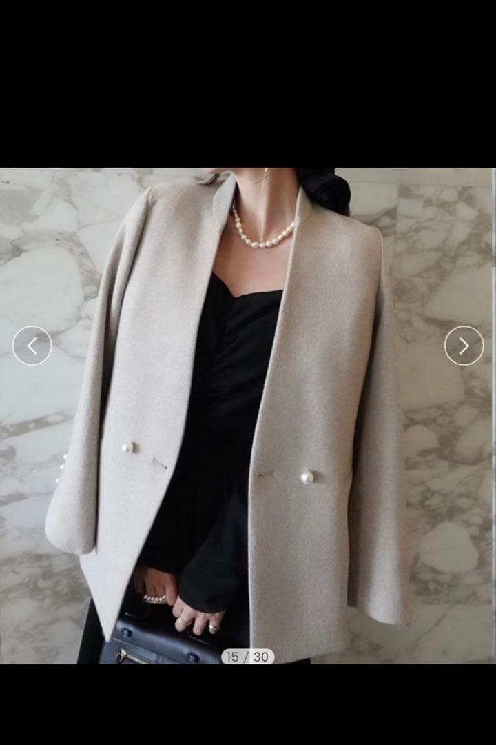 ORGUE オルグ　メルトンパールジャケットコート　ベージュ