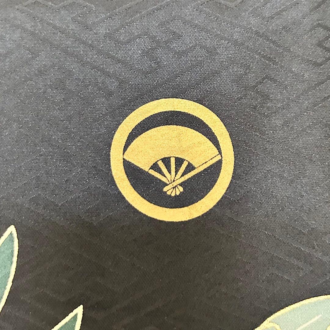 着物　お宮参り　産着　祝着　紺　鷹　吉祥柄　五つ紋　男の子　襦袢付き