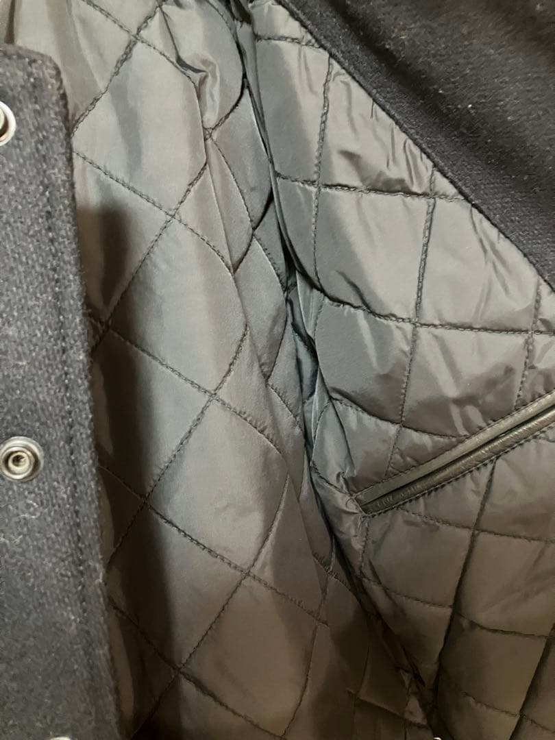 agnes b. SPORT スタジャン ウール レザー 切替 ネイビー