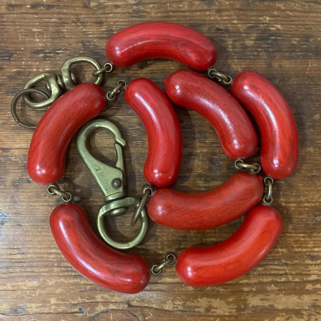 激レア! 初期 ネイタルデザイン 木製 ウインナー ウォレットチェーン