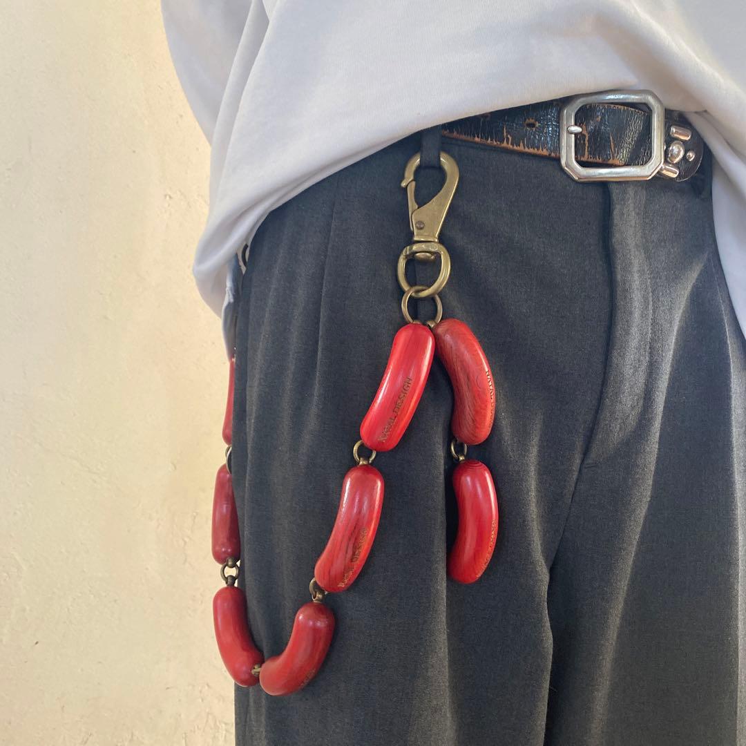 激レア! 初期 ネイタルデザイン 木製 ウインナー ウォレットチェーン