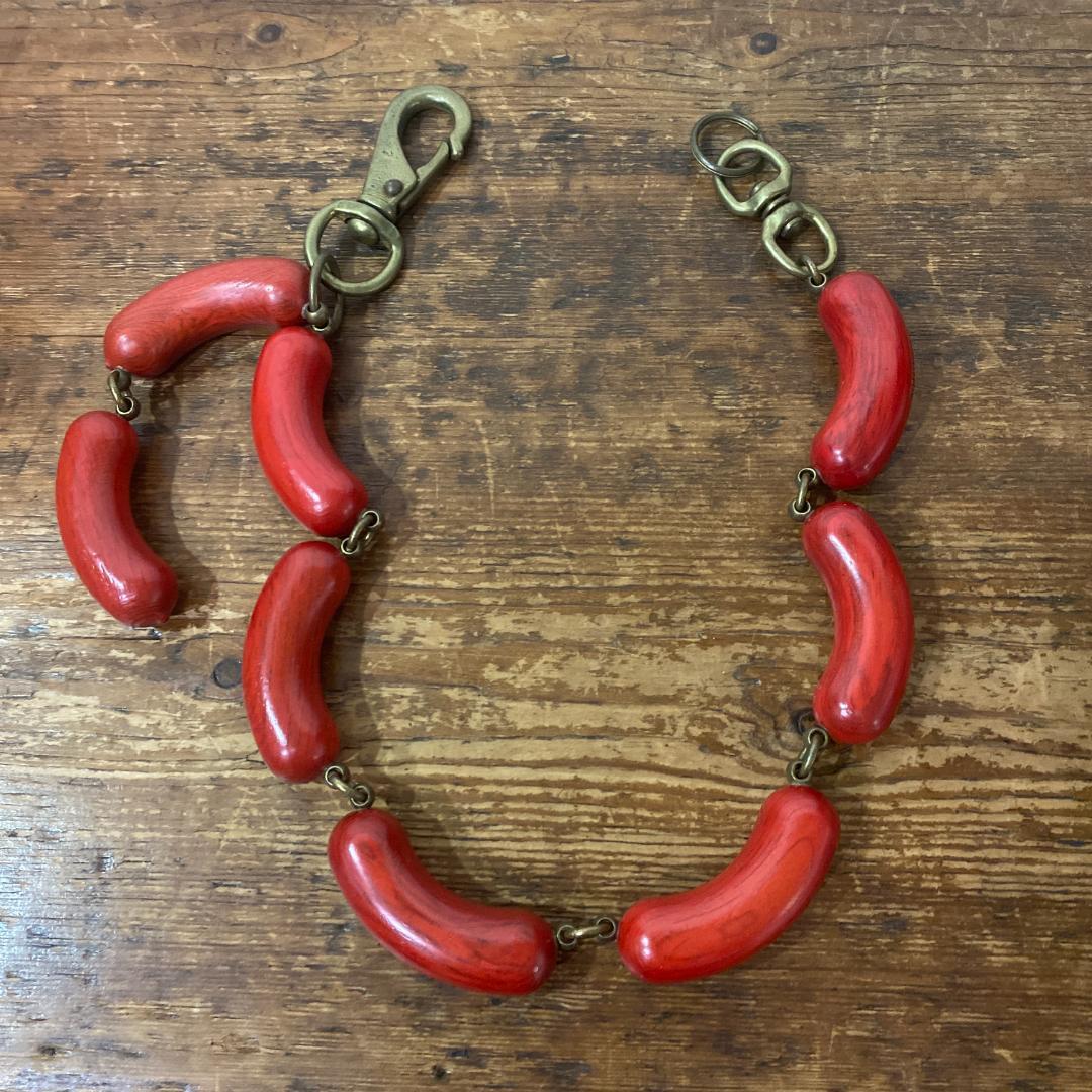 激レア! 初期 ネイタルデザイン 木製 ウインナー ウォレットチェーン