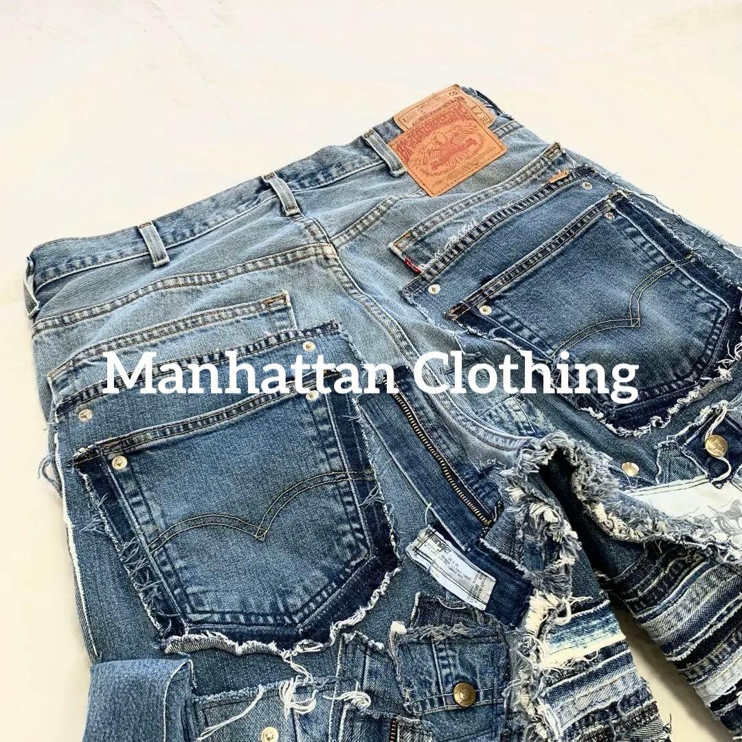 No.615【割引適用済】再構築 リメイク ハーフ パンツ デニム