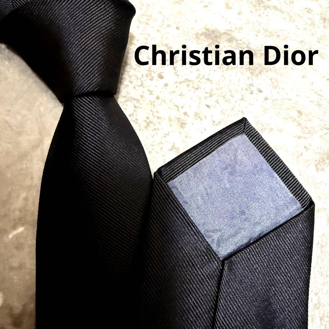 【✨極美品✨】Christian Dior ネクタイ ソリッド 無地 ブラック