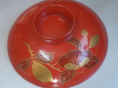 お値下げ！輪島塗 金蒔絵 花鳥 松に鶴紋様 三重盃 朱塗 漆器 盃杯 酒器