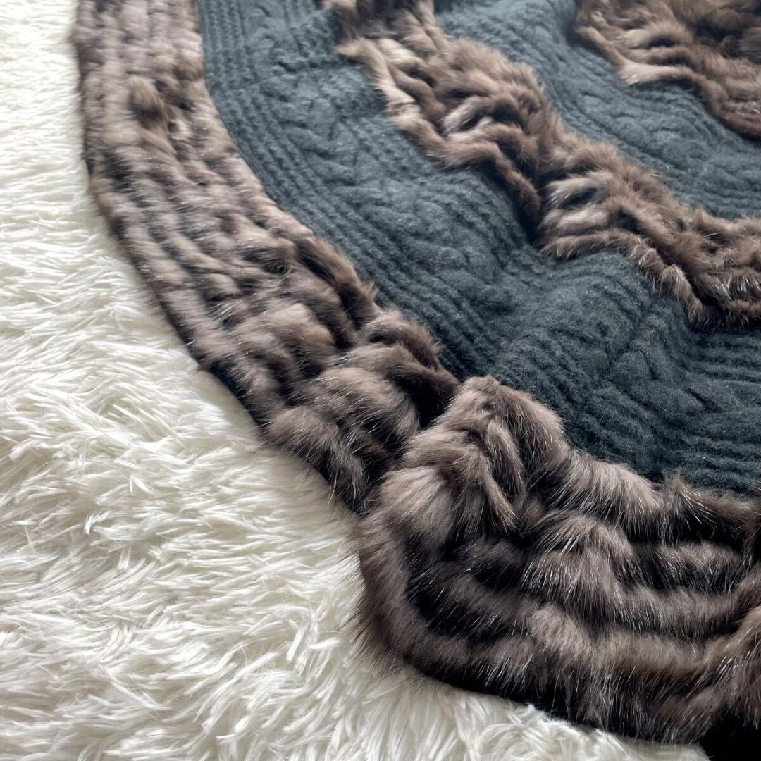 ロシアンセーブル/カシミヤ ポンチョ/ケープ 最高級◎ 本毛皮 ファーコート